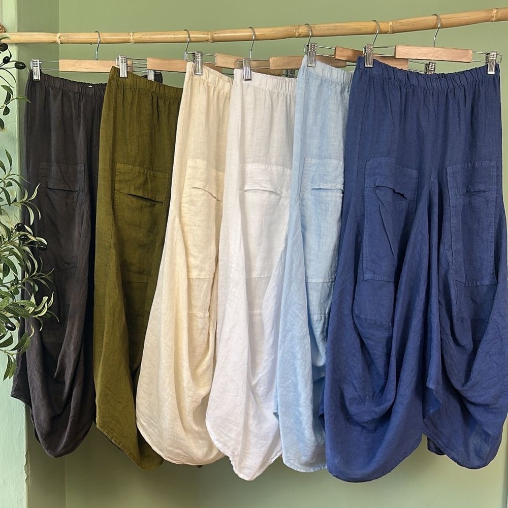 Boho Italian Puro Lino Linen Maxi Skirt